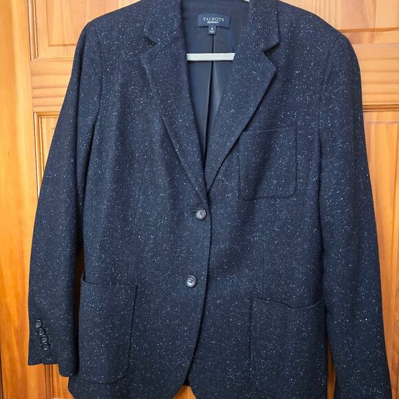 Talbots Jackets & Blazers - Talbots Petites Speckled Black 2 Button Wool Blend Blazer Jacket Size 16